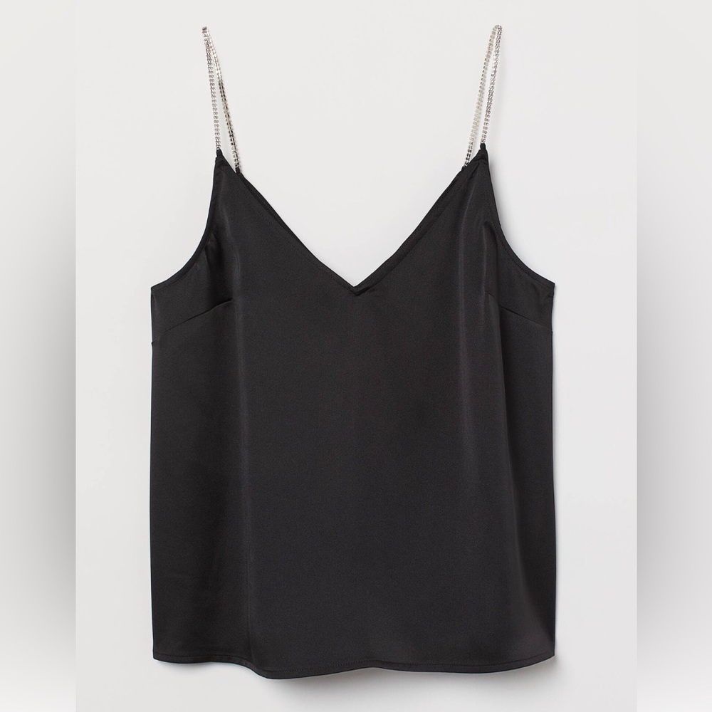 H&M Black Satin and Rhinestone Camisole
